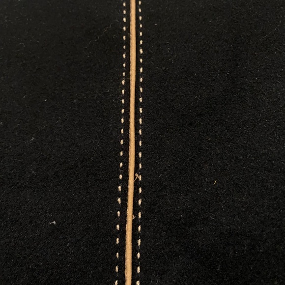 J Crew wool short skirt black with tan stitching size petite 8 wool blend zip - Picture 7 of 8